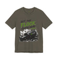 T-Shirt — “Get the Flock Outta Here” Graphic Tee (Curious Minds Back Design)